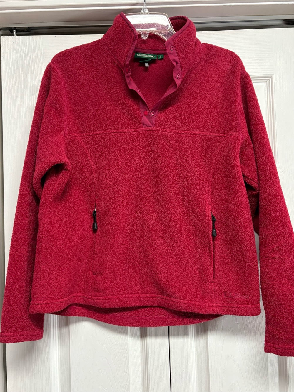 L.L. Bean Women's Deep Red Snap-Front Fleece Pullover